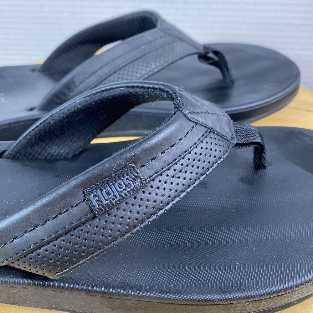 Flojos Men's Size 12 Flip Flop Sandals Black Summer Beach Vacation Comfort Foam - Picture 2 of 7